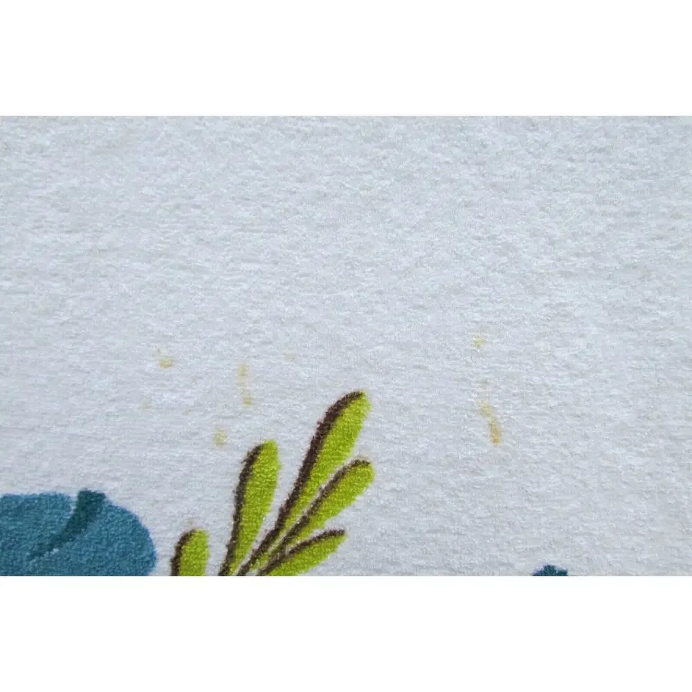 Dundee Oversize Beach Towel Hand Printed Bold Blue Green Floral 60x27 Vintage